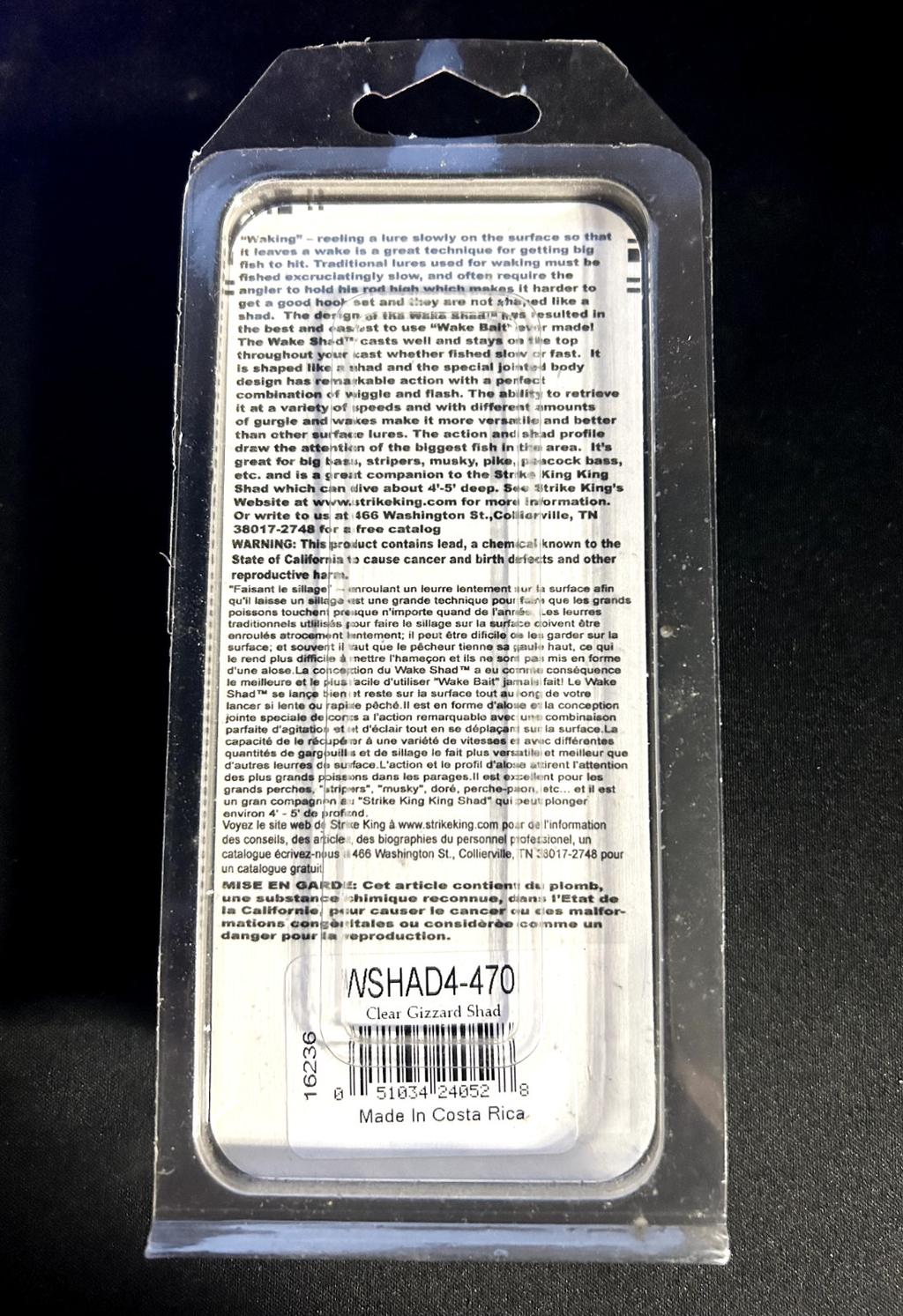 Discontinued - Strike King Wake Shad Color - Clear Gizzard Shad - Image 2