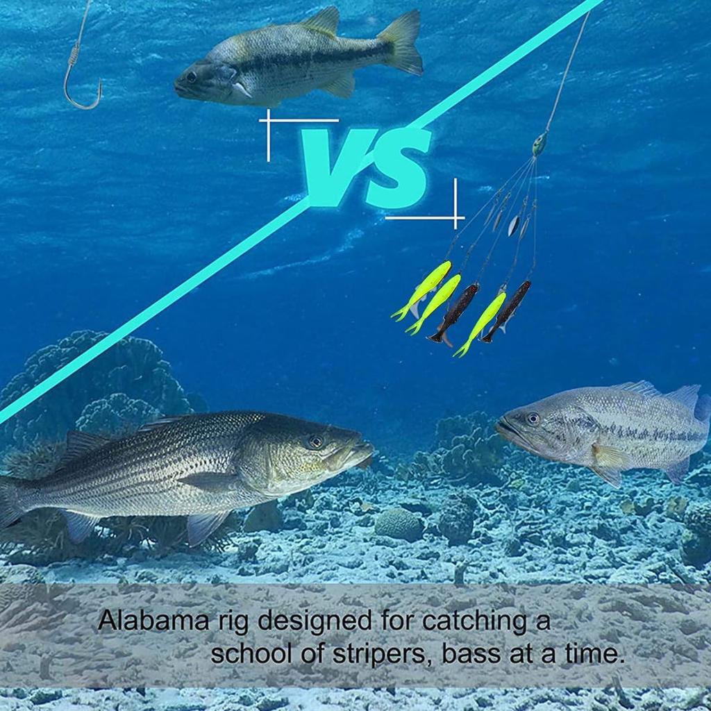 Owemtao Alabama Rig Kit 5 Arms Bass Fishing Kit with Pre-Rigged Swimbaits and... - Image 6