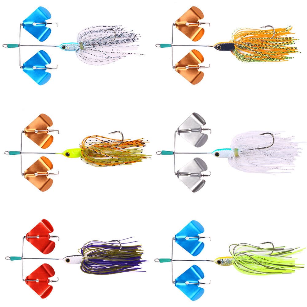 6PCS Spinner Bait Fishing Lures Jig Head Spoon Metal 3/4oz Buzzbait Blade Tackle - Image 1