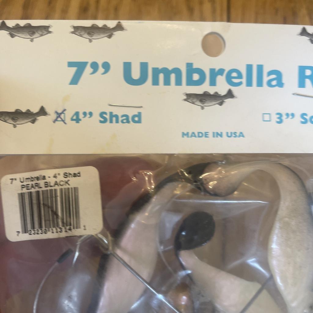 7” Umbrella Rig 4 Arm With 4” Shad (5)  Pearl Black New In Package McKala Fishin - Image 4