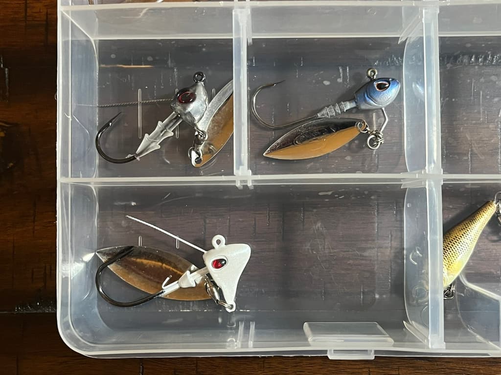 Huge lot of Underspin Jig heads Bass Striper Walleye Strike King, Berkley w/ box - Image 3