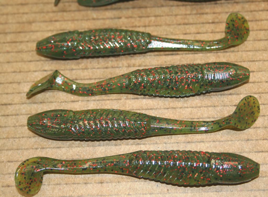 5" Swim Minnow Watermelon Red Paddle Tail Swimbait Trailer for A Rig 50 pack bag - Image 1