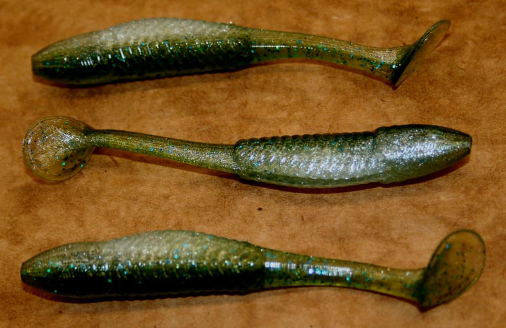 5" Swim Minnow Dark Smallie Magic Paddle Tail Swimbait Trailer for A Rig 50 pack - Image 1