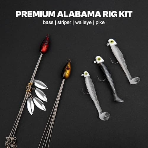 Alabama Rig (A-Rig) Fishing Lures Kit – 2 Rigs, 10 Jig Heads & White Jigs - Image 5