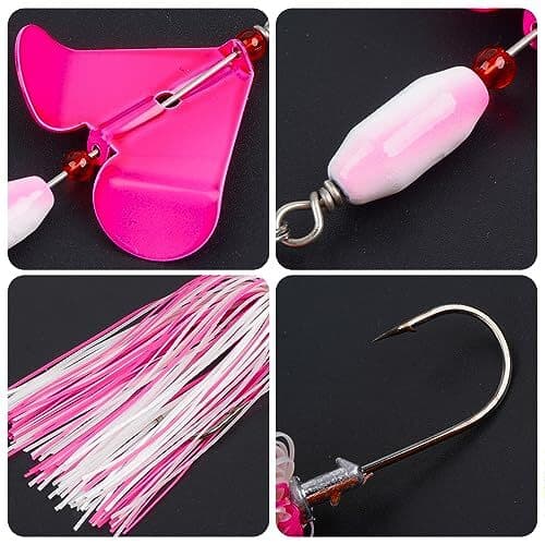 Spinnerbait Fishing Lures Kit, 6pcs Bass Fishing Buzzbait Lures Hard B-6pcs - Image 3