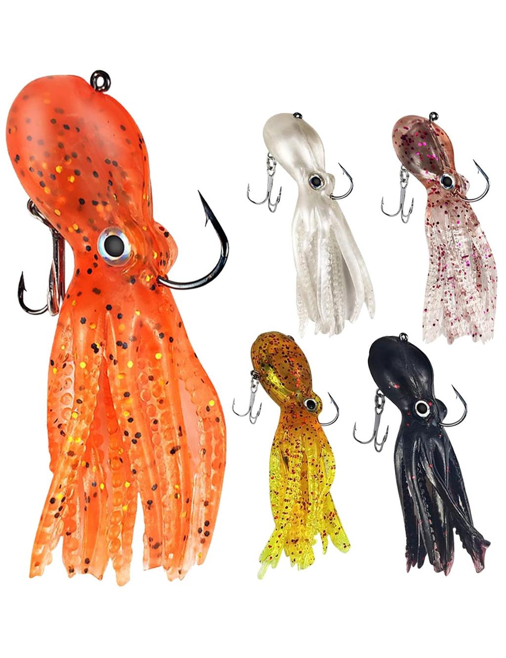 Octopus Swimbait Soft Fishing Lure with Skirt Tail, Lingcod Rockfish Jigs for... - Image 1