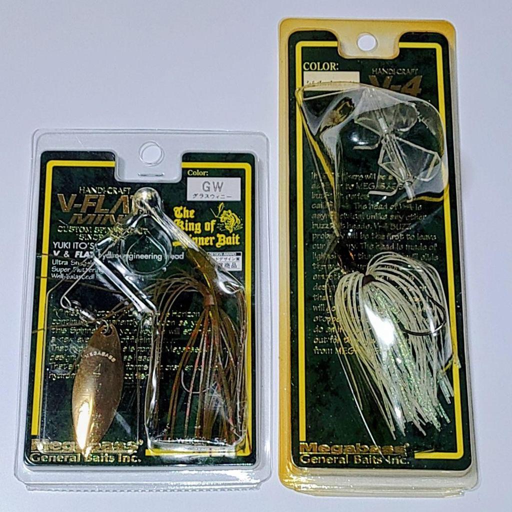 Megabass V-FLAT Mini Spinnerbait GW Glass Wenny & V-4 Buzzbait 5/16oz MIB - Image 1