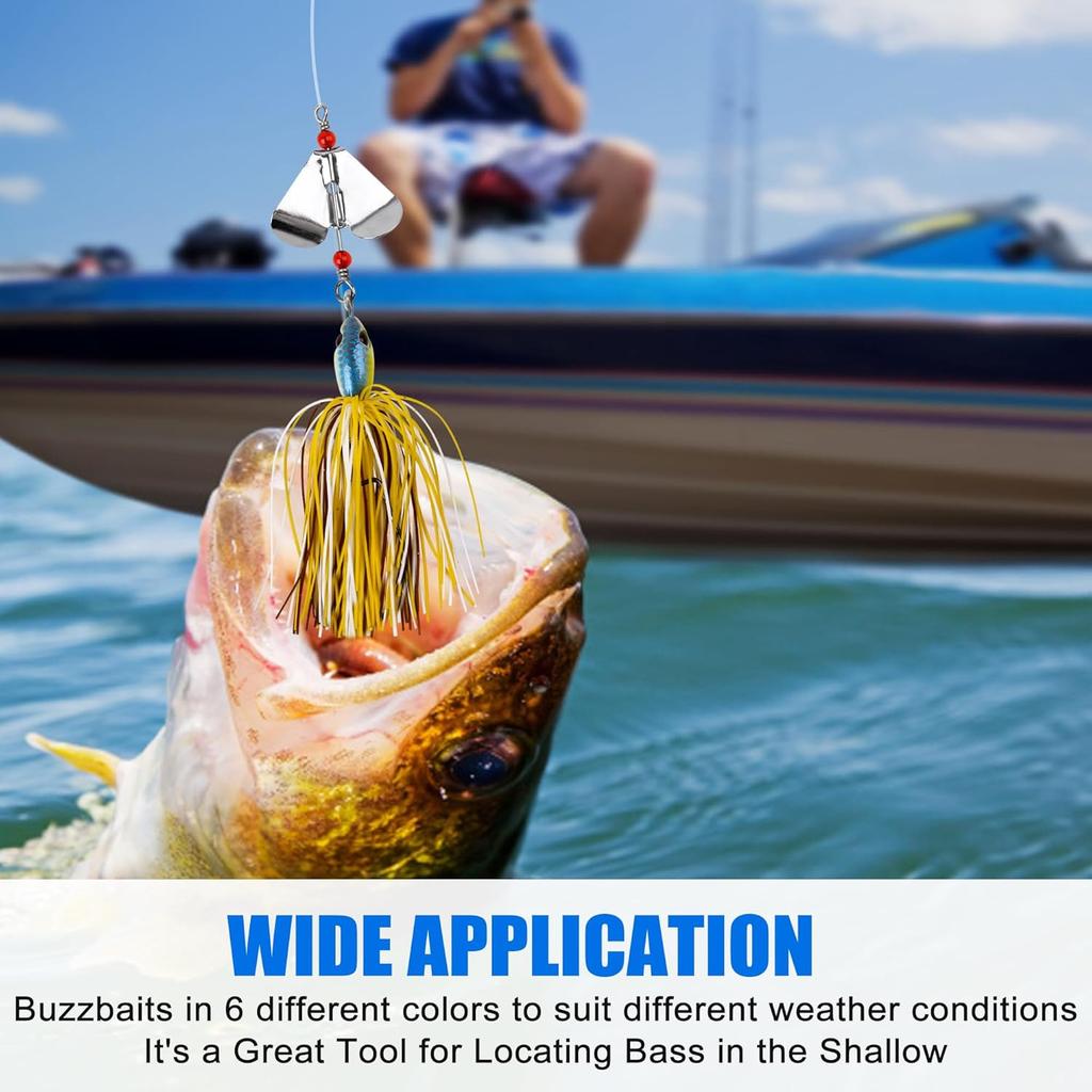 Spinnerbait Fishing Lures Kit Set, 6Pcs Bass Fishing Buzzbait Multicolor Bass Tr - Image 8