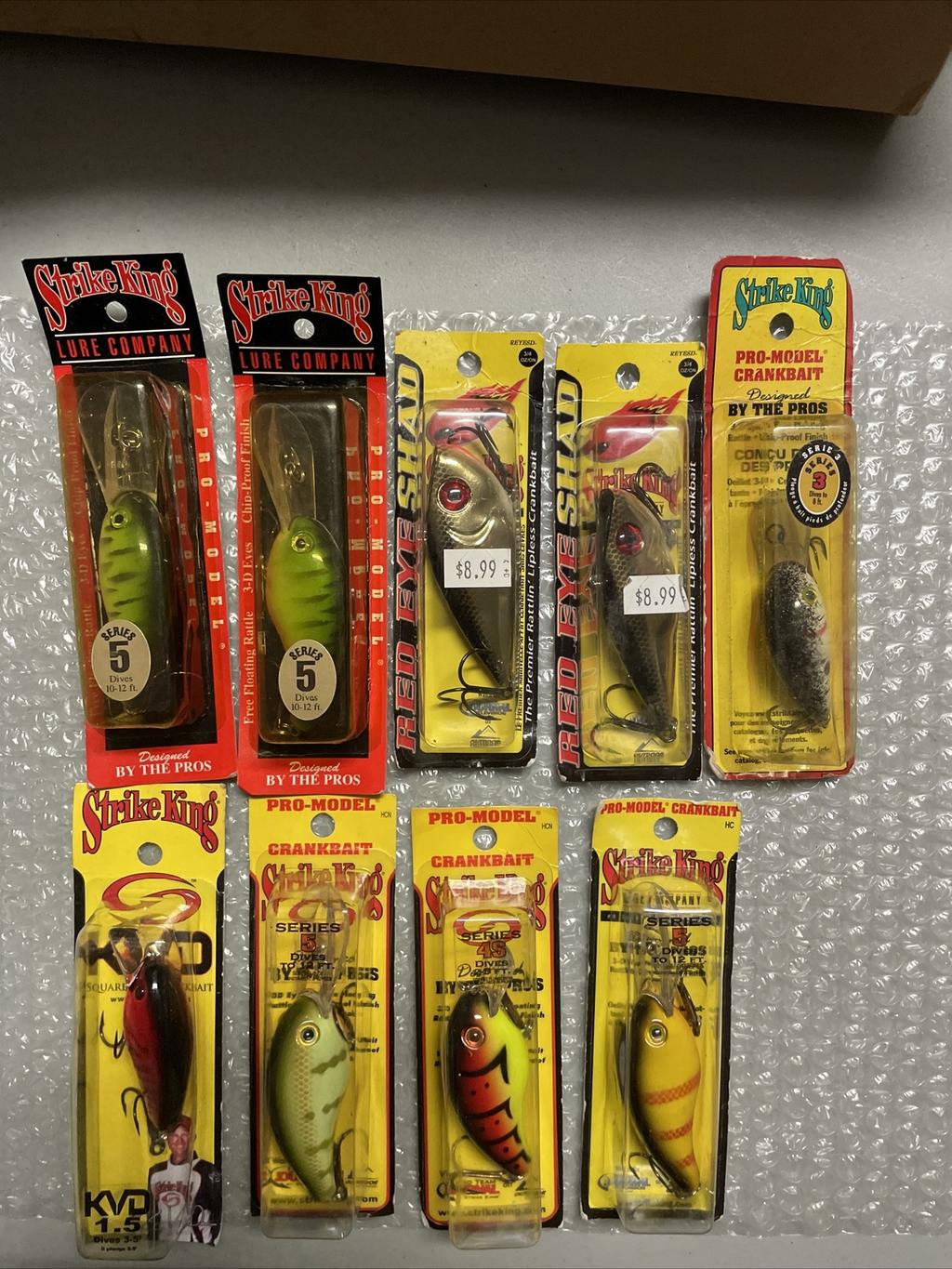 9 New Strike King Crankbaits Pro Model Series Lures Lot Series 3 5 Red Eye Shad - Image 1