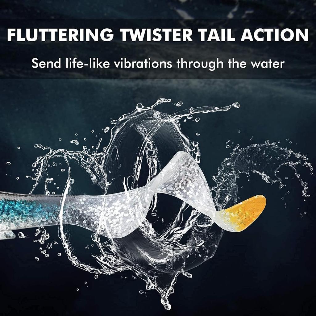 Pre-Rigged Soft Fishing Lures, Curly Tail Swimbait for Bass, Crappie, Trout - Image 3