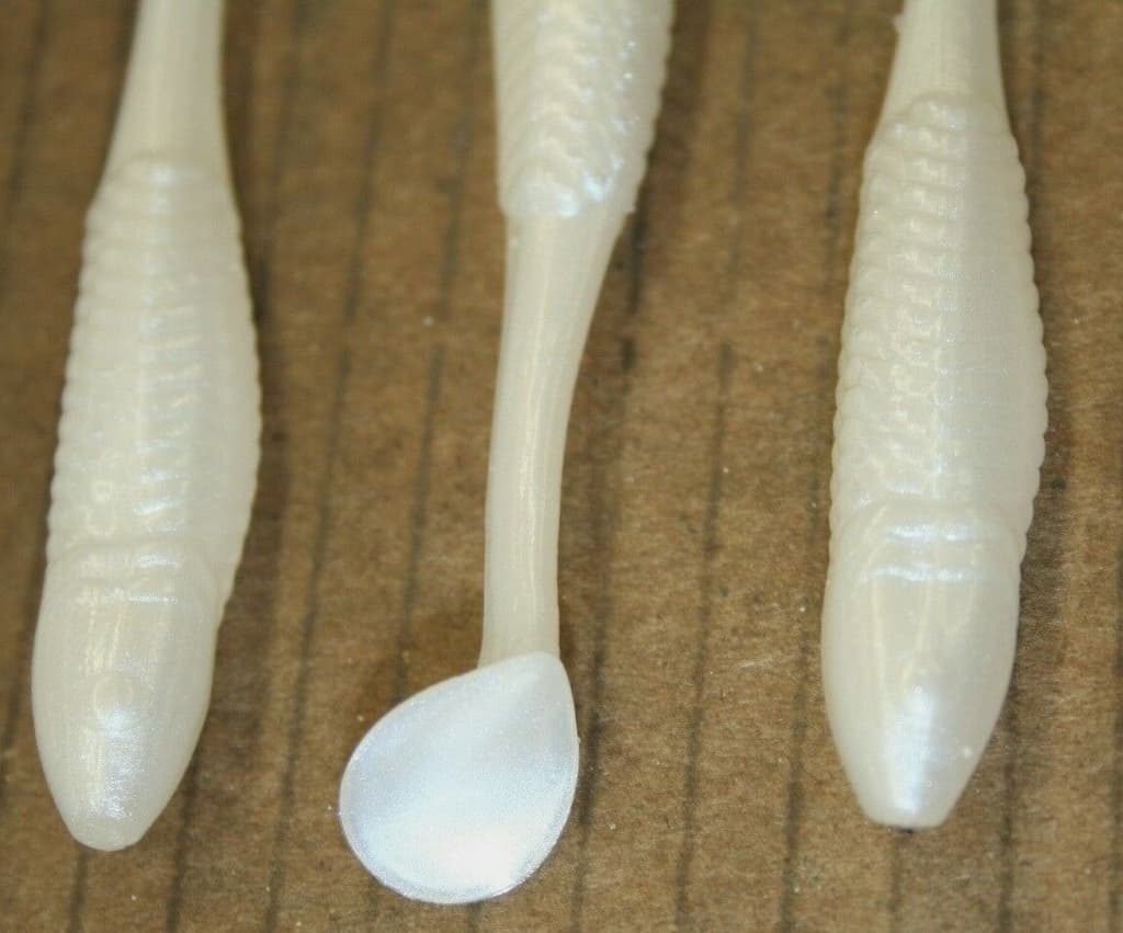 3.5" Swim Minnow Pearl Paddle Tail Bass Swimbait Trailer for A Rig 50 pack  - Image 3