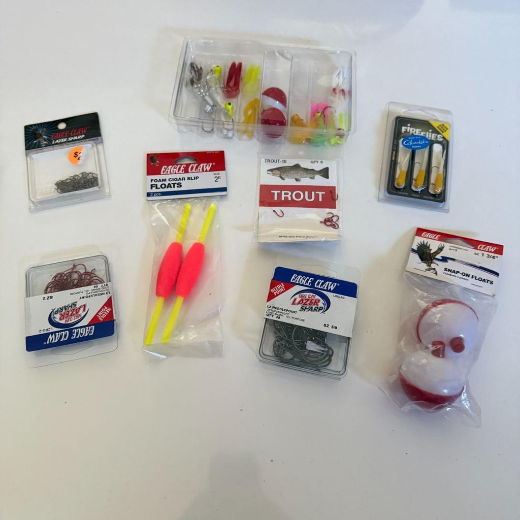 Fishing Accessories Set: Hooks Floats Worm Weights & Fireflies - Image 1