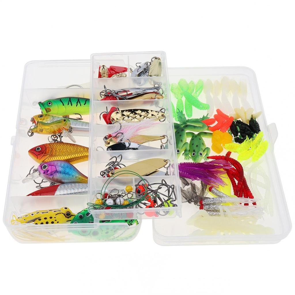 Fishing Accessories Tackle Box Spoon Lures Soft Plastic Worms Crankbait Jigs VIB - Image 11