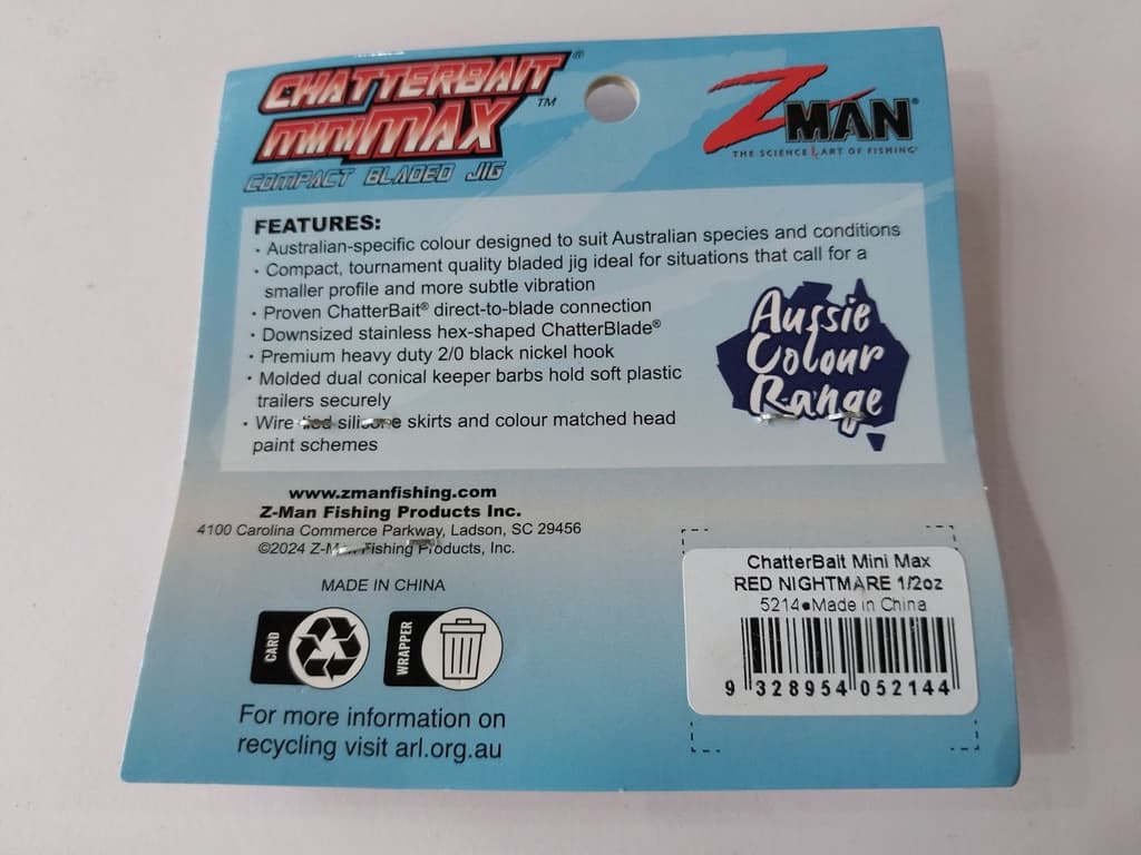 ZMan Chatterbait Mini Max 1/2oz Red Nightmare Fishing Lure - Image 3