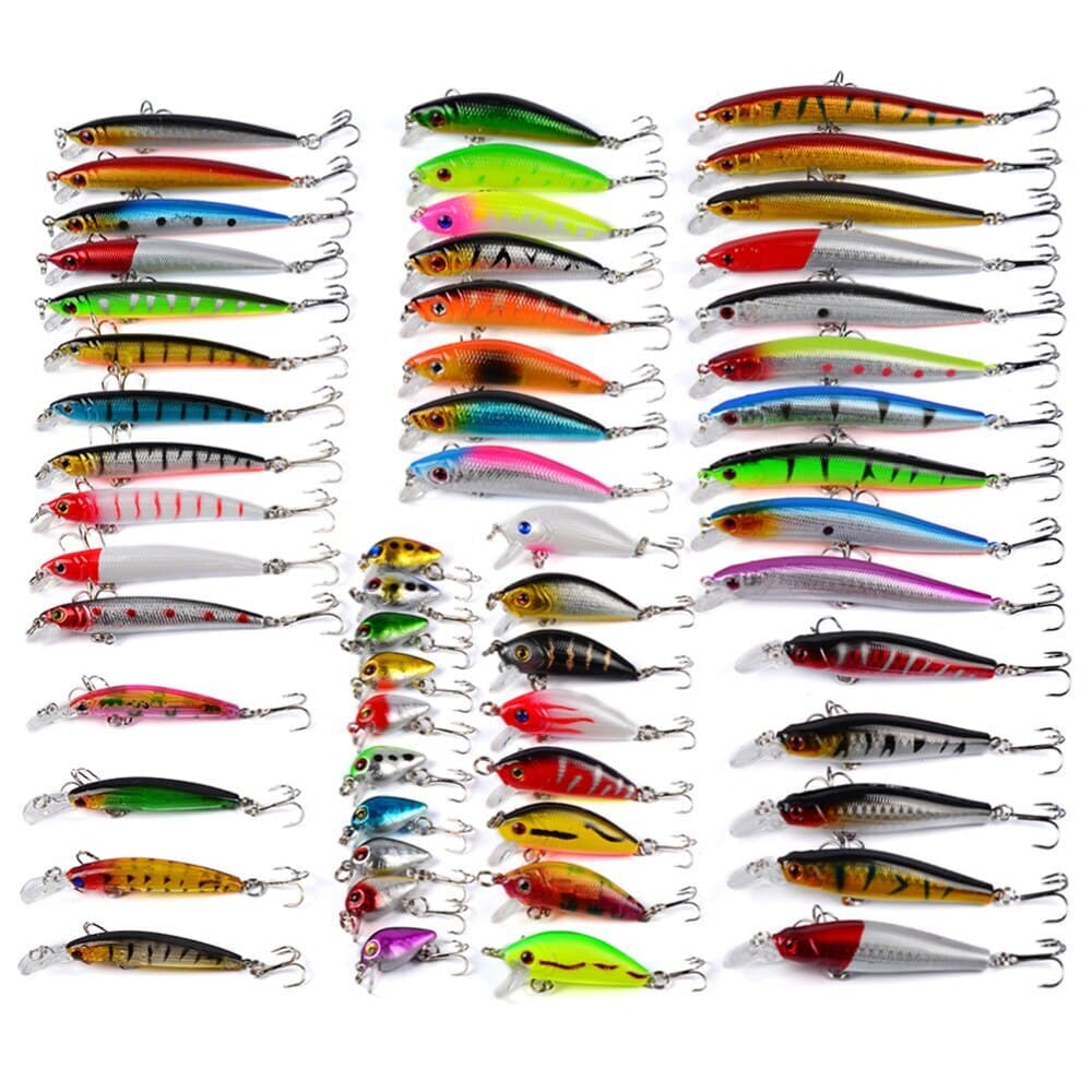 56PCS Minnow Fishing Lure Hard Artificial Mixed Swimbait Crankbait Trolling Pike - Image 2