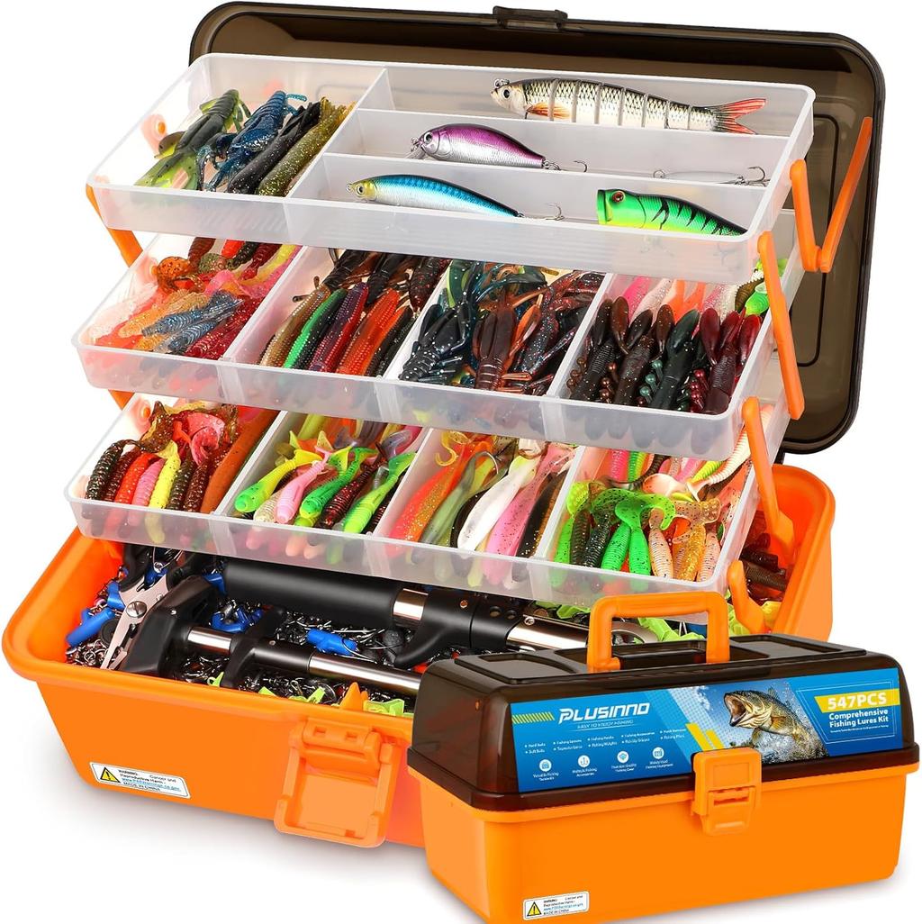 Large 4-Layer Tackle Box with Tackle Included, 547Pcs Fishing Lures Kit - Pliers - Image 9