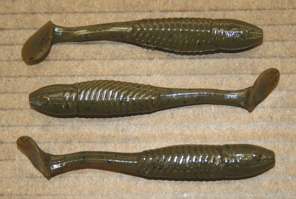 3.5" Swim Minnow Green Pumpkin Paddle Tail Swimbait Trailer for A Rig 50 pack - Image 1