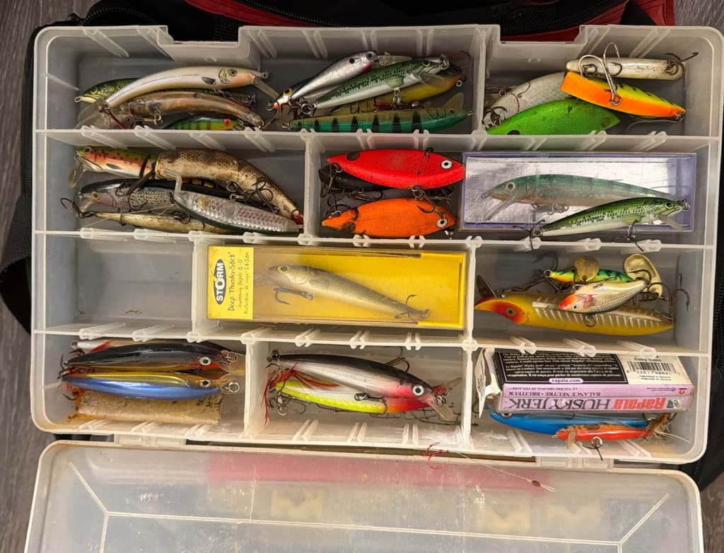 Large Walleye Tackle Box (6 Boxes, Plus 1 Small Empty). Rapala, Michigan Stinger - Image 4
