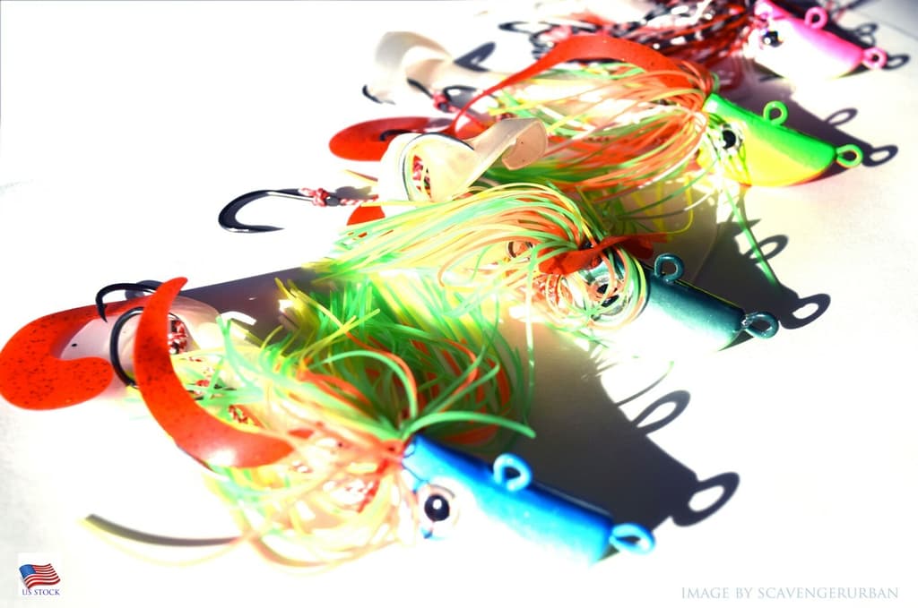  4 NEW 1 1/2 Oz. BEARDED BUZZBAIT BUCKTAIL JIGS FOR FLOUNDER FLUKE BASS - Image 3