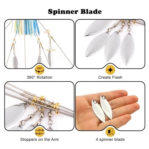 5 Arms Alabama Umbrella Rig Fishing Bass Kit Fishing Lures 2pcs（blue+green）） - Image 4