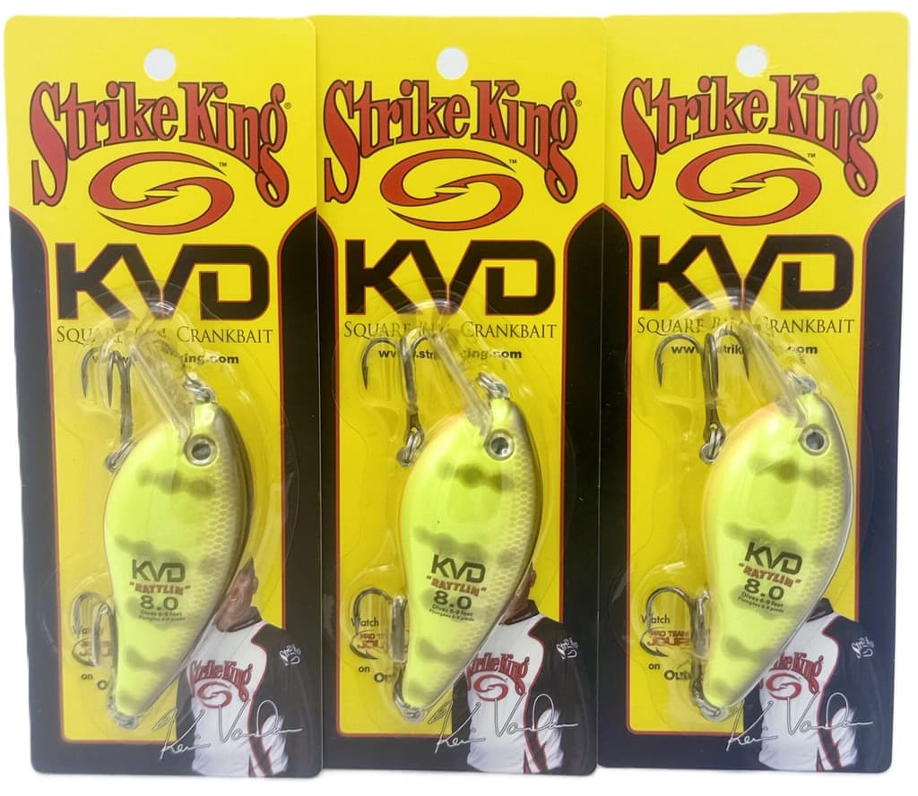 Lot of (3) - Strike King KVD 8.0 Magnum Square Bill Crankbait - Chart Perch - Image 1