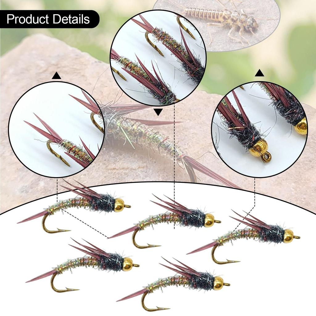 5 Pieces Fly Fishing Lure Artificial Hard Jig Fishing Accessories Realistic - Image 2