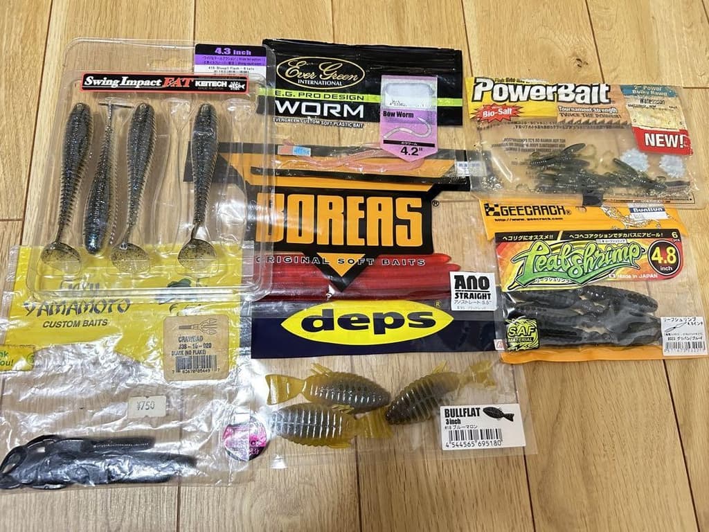 Gary Yamamoto Lure Set Tags Bass Worms 7 Bags Deps Boreas Bulk Mint Used Japan - Image 7