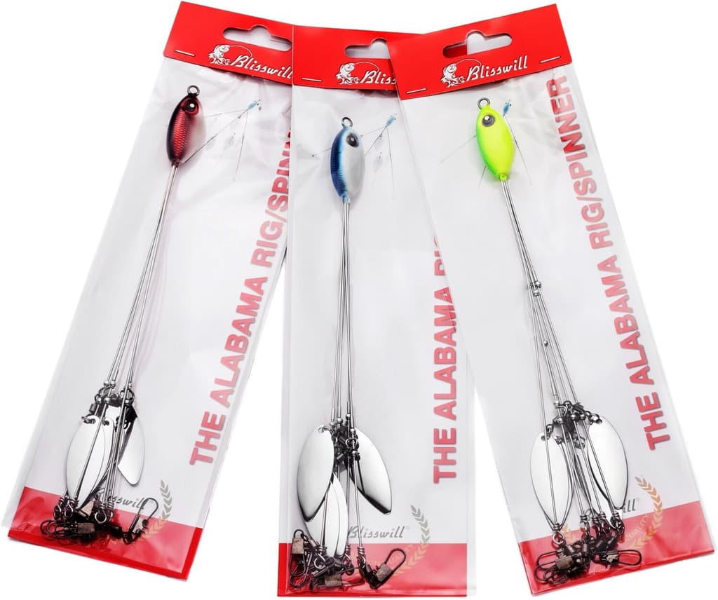 BLISSWILL Alabama Umbrella Rig Fishing Lures Set 5 Arms A-Rig Kit 3 Pack  - Image 1