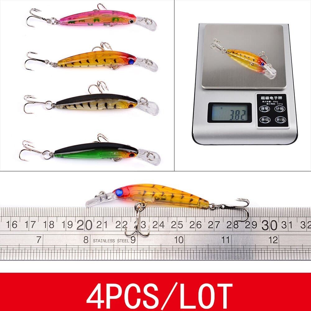 56PCS Minnow Fishing Lure Hard Artificial Mixed Swimbait Crankbait Trolling Pike - Image 8