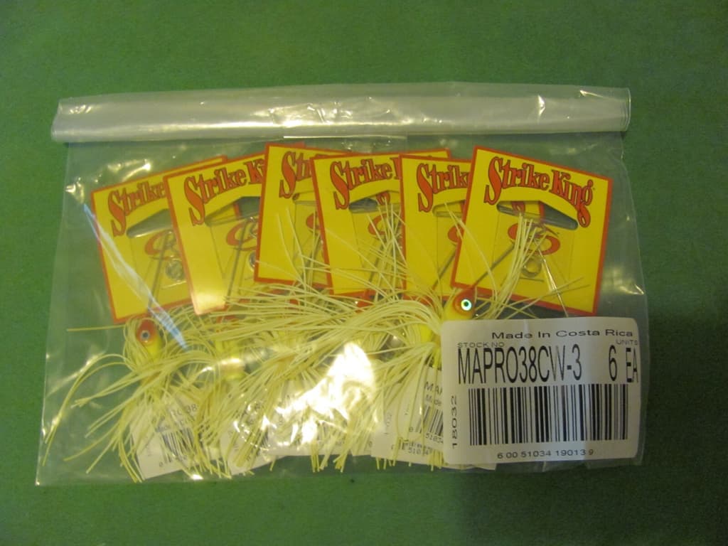 1) BAG OF 6 STRIKE KING SPINNERBAIT 3/8OZ YELLOW COLOR. ( MAPRO38CW-3 ). - Image 2