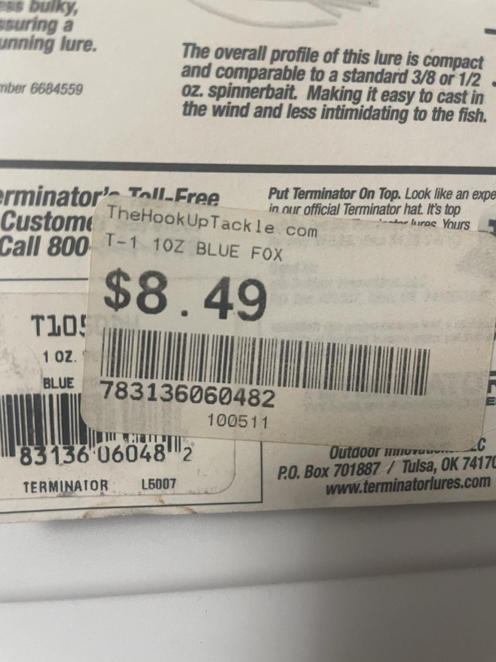 Original Terminator T-1  Titanium Double Willow Spinnerbait 1 Ounce Blue Fox.  - Image 7