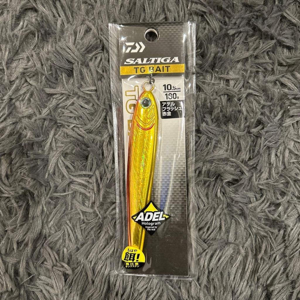 SALTIGA TG BAIT 10.5cm 180g Hologram Metal Jig Red Gold Used - Image 1