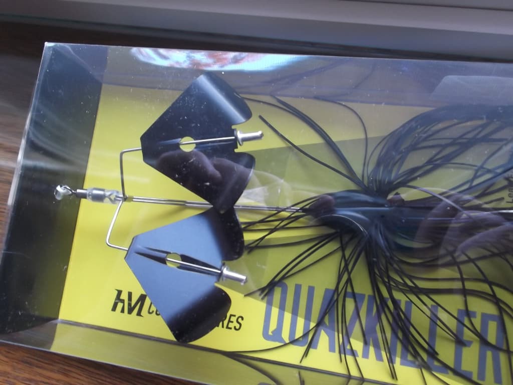 HM Custom Lures Teckel Quazkiller Twin Buzzbait 1/2oz. 01 All Black Downdraft - Image 10