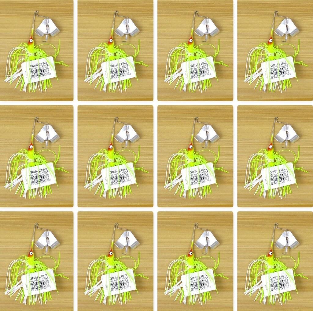 (12) Strike King BIN 1/8 Oz. Chartreuse/White Buzz Baits Buzzbait GMBBZ18-3 New - Image 1