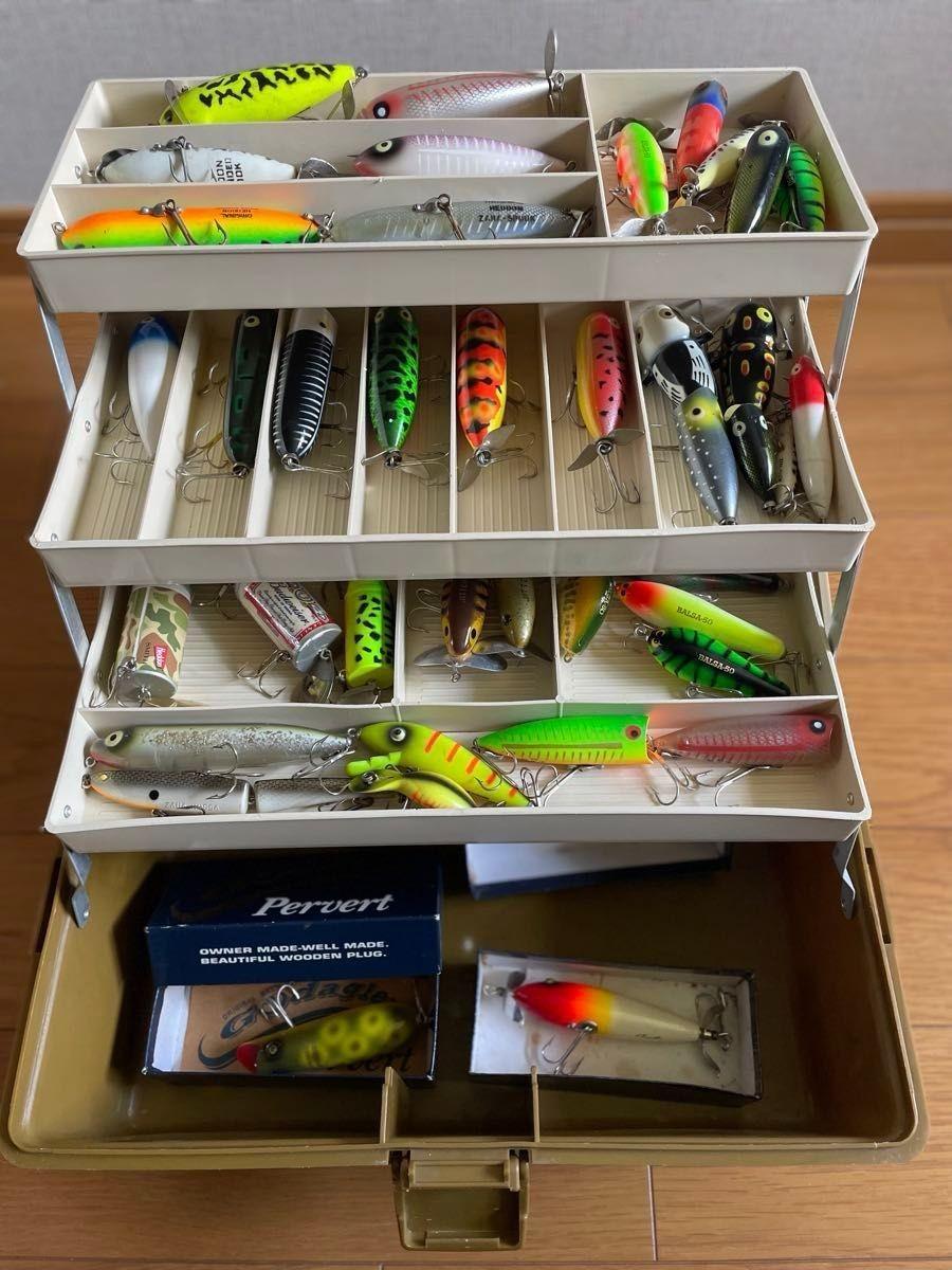 Heddon Balsa 50 and other topwater lures and Owner Trout #3000 Tackle Box Set - Image 1