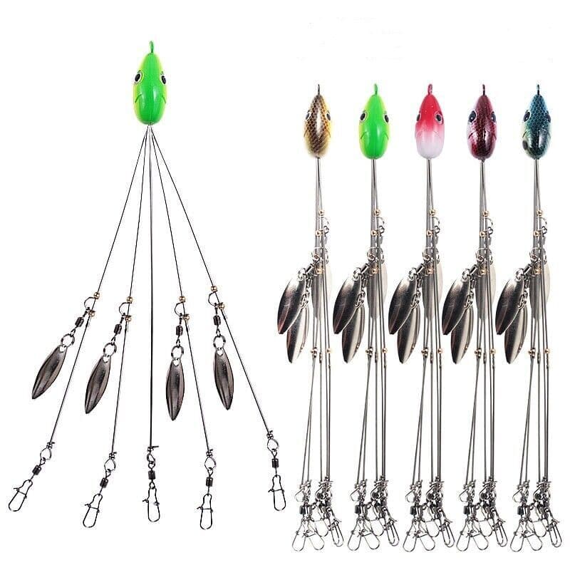 5Pcs Alabama Rig 5 Arms 4 Blades Umbrella Rig Fishing Lures Bait Bass Crappie - Image 1