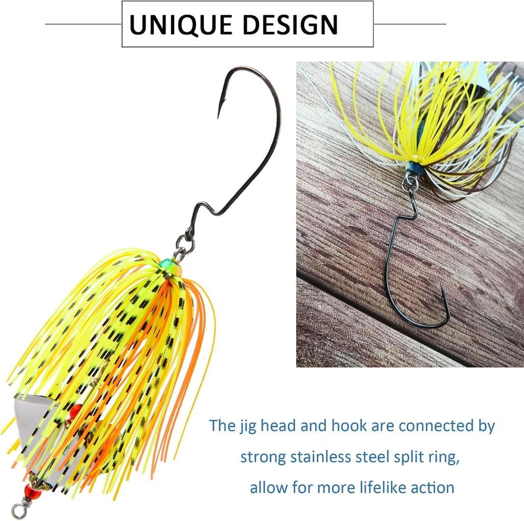 Spinnerbait Fishing Lures Kit, 6pcs Bass Buzzbait Hard [MIXED]  - Image 5