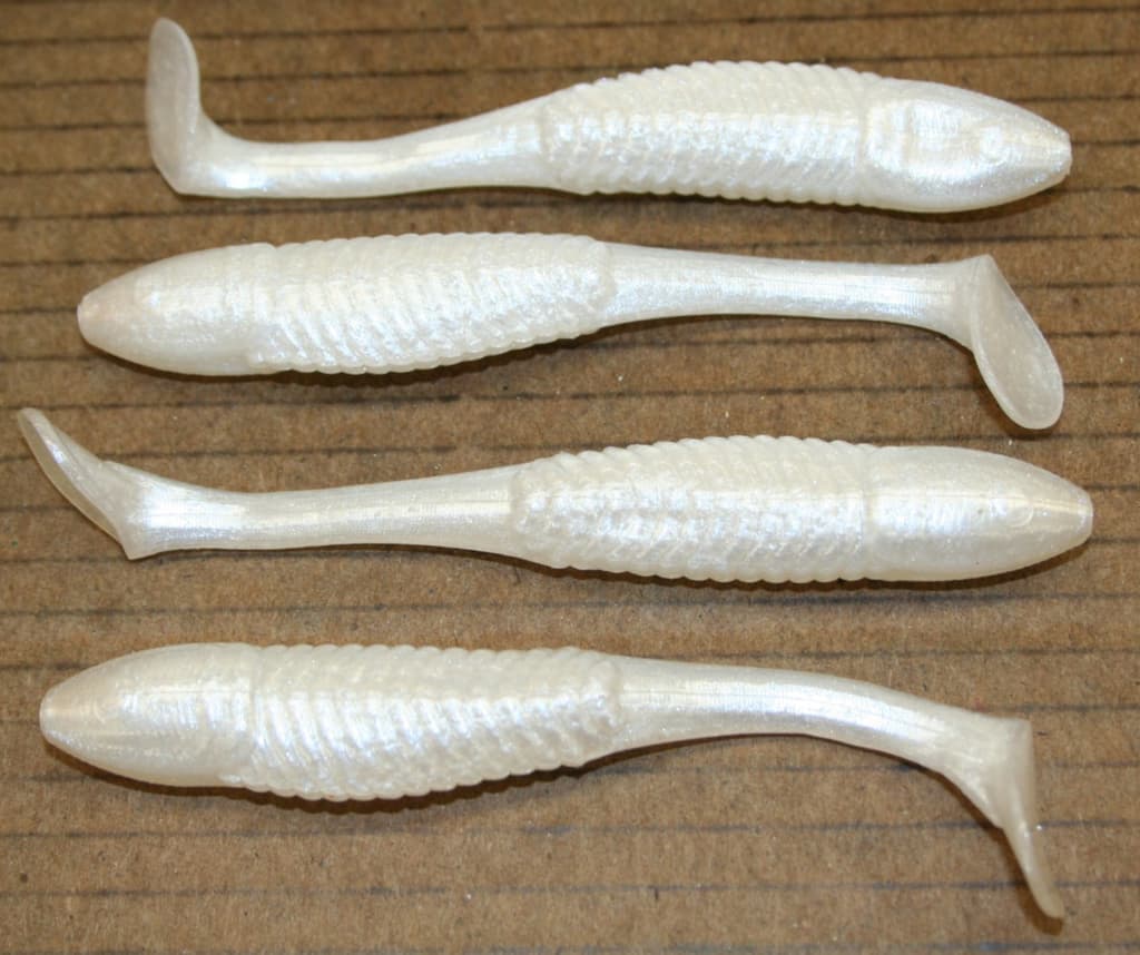 5" Swim Minnow Pearl Paddle Tail Swimbait Trailer for A Rig 50 pack bulk Bag - Image 1