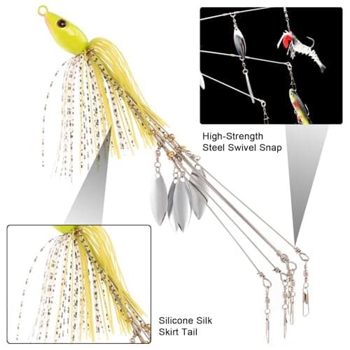 5 Arms Alabama Umbrella Rig Fishing Bass Kit Fishing Lures 2pcs（blue+green）） - Image 5