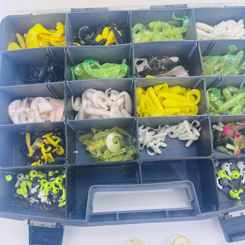 LOT of Fishing Worms Grubs Bait Lures Jelly Strike King Kalin's + Box FREE SHIP - Image 2