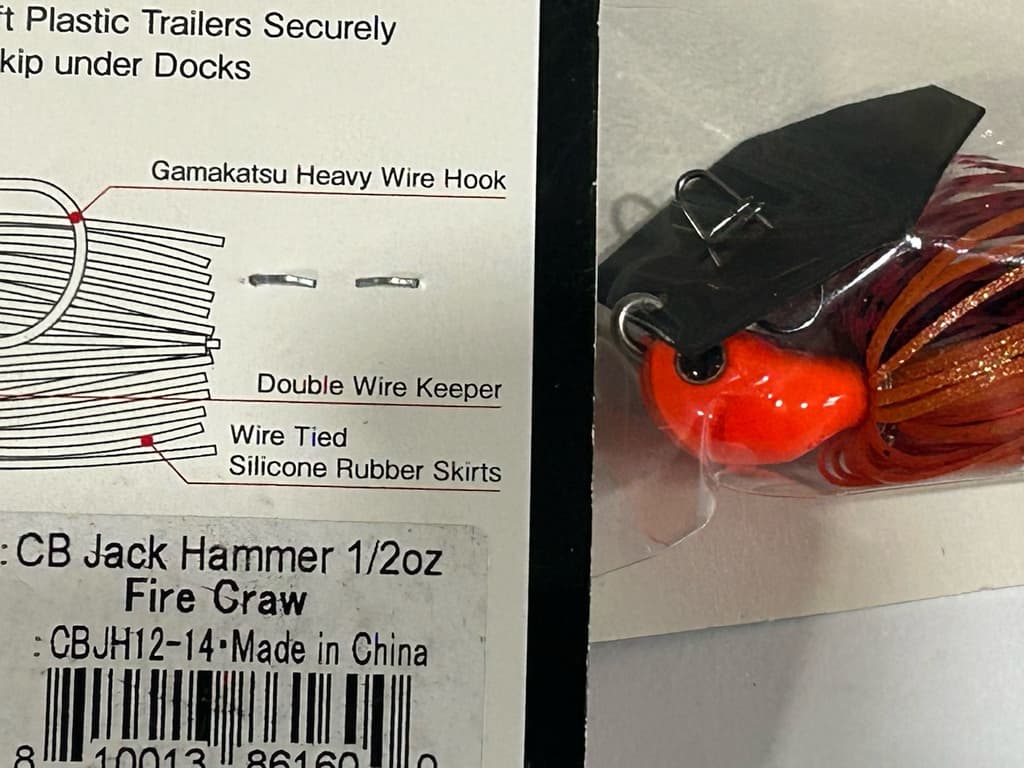 LOT OF 3 Z-MAN CHATTERBAIT JACK HAMMER  1/2OZ LURES FIRE CRAW COLOR NIPS - Image 3