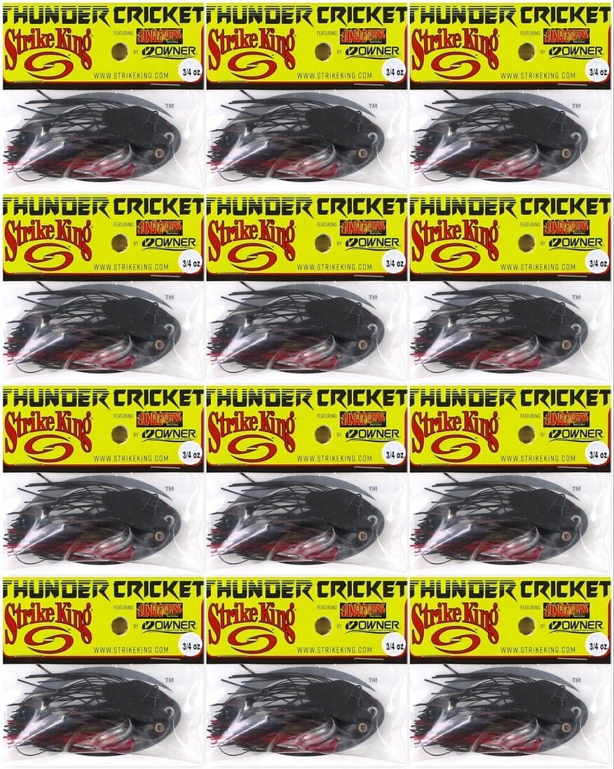 (12) Strike King 3/4 Oz Thunder Cricket Bladed Vibrating Jigs Black Widow New - Image 1
