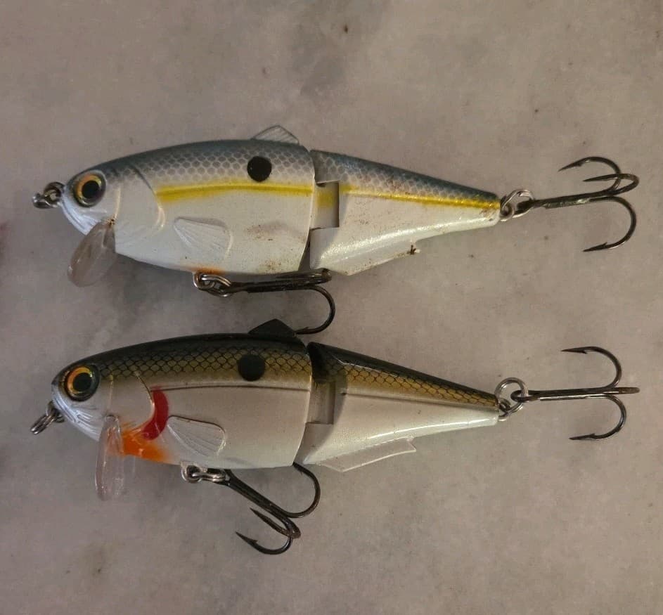 Lot Of (2) Strike King Wake Shad King Shad 4" Swim Bait Wake Bait Jointed Bass - Image 1