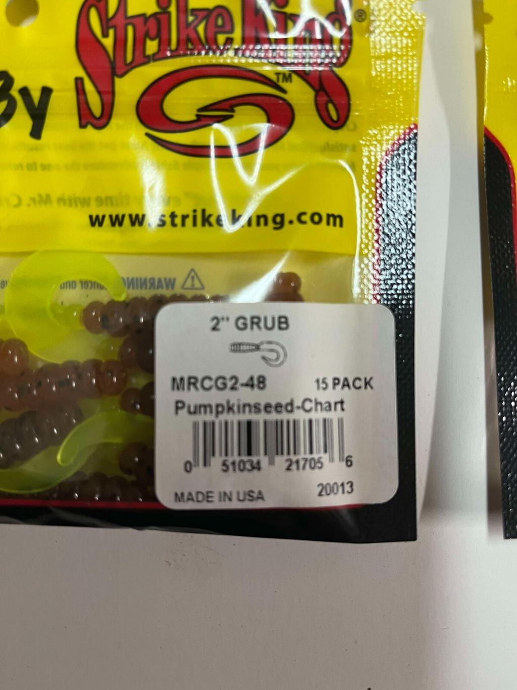 Lot of 6 Mr. Crappie Strike King Lures 2" Grub Pumpkinseed Chartreuse - Image 2