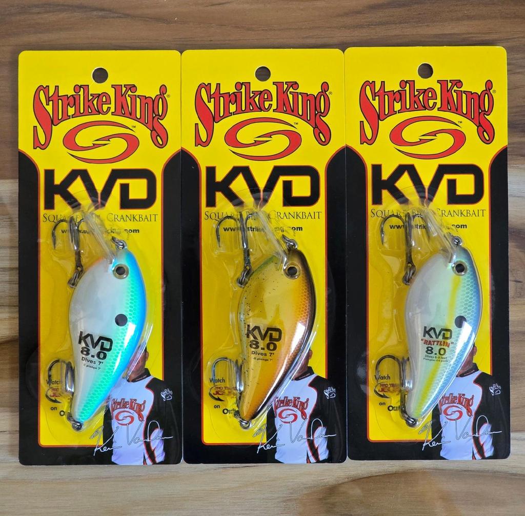 3-Strike King KVD 8.0 Magnum Squarebill Crankbaits 4-1/2" 1-1/8 oz Depth 3-7 ft - Image 1