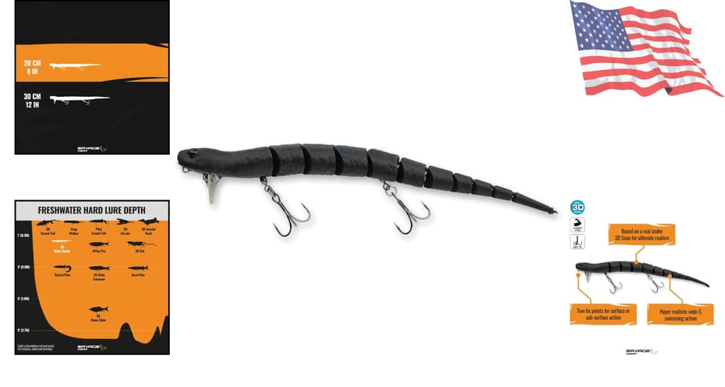 3D Snake Fishing Lure Durable Realistic Action Topwater Rigging Wholefish - Image 2