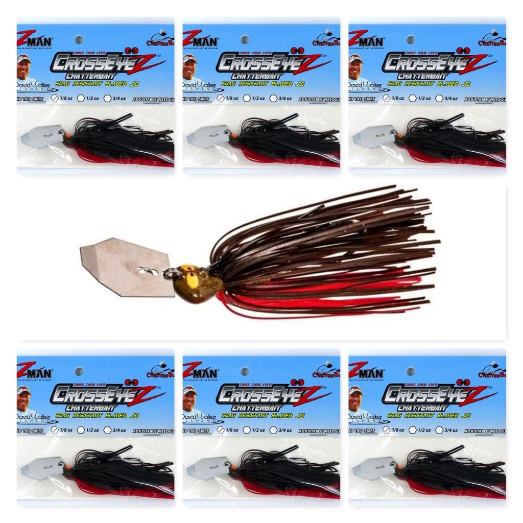 (6) Z-Man 3/8 Oz Crosseyez Chatterbait Fishing Lure Chili Dog CBCE38-10 New - Image 1