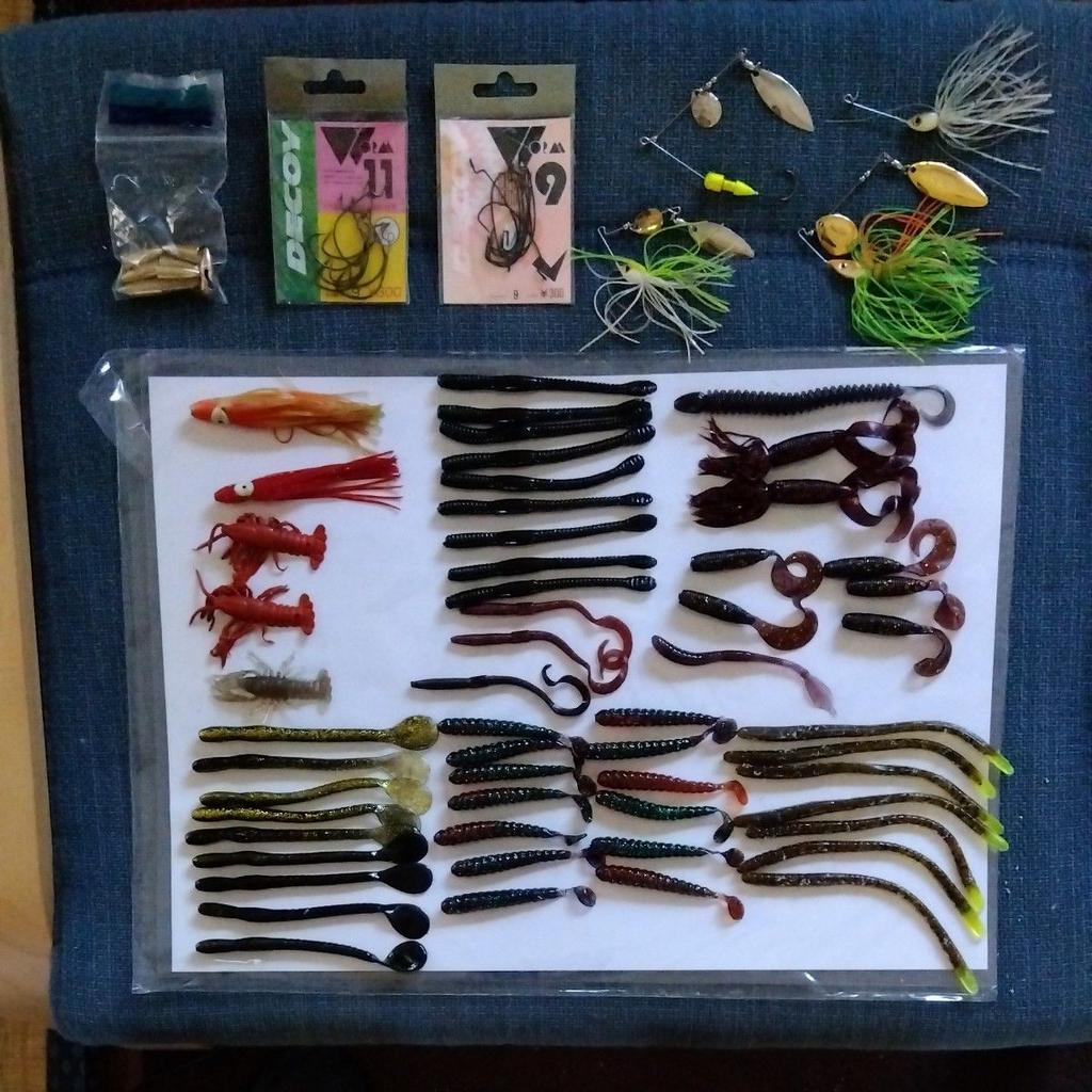 Spinnerbait, worm, glitter, squid soft lure, anchor, hook, set, season is - Image 2