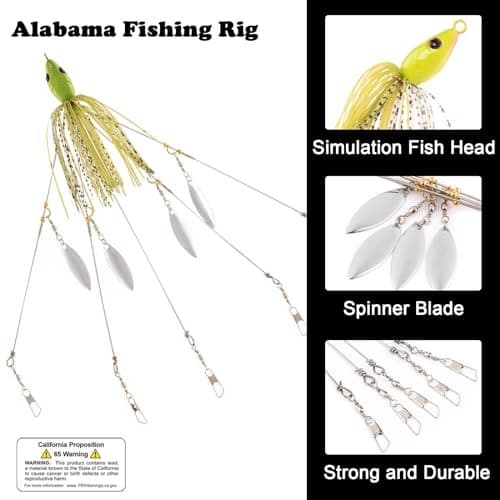 5 Arms Alabama Umbrella Rig Fishing Bass Kit Fishing Lures 2pcs（blue+green）） - Image 3