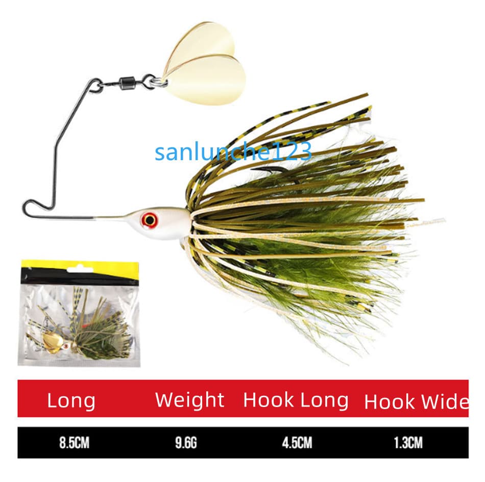 5PCS Spinnerbait Spoon Fishing Lure Buzzbait 8.5cm/9g Blade Skirted Bait Bass - Image 17